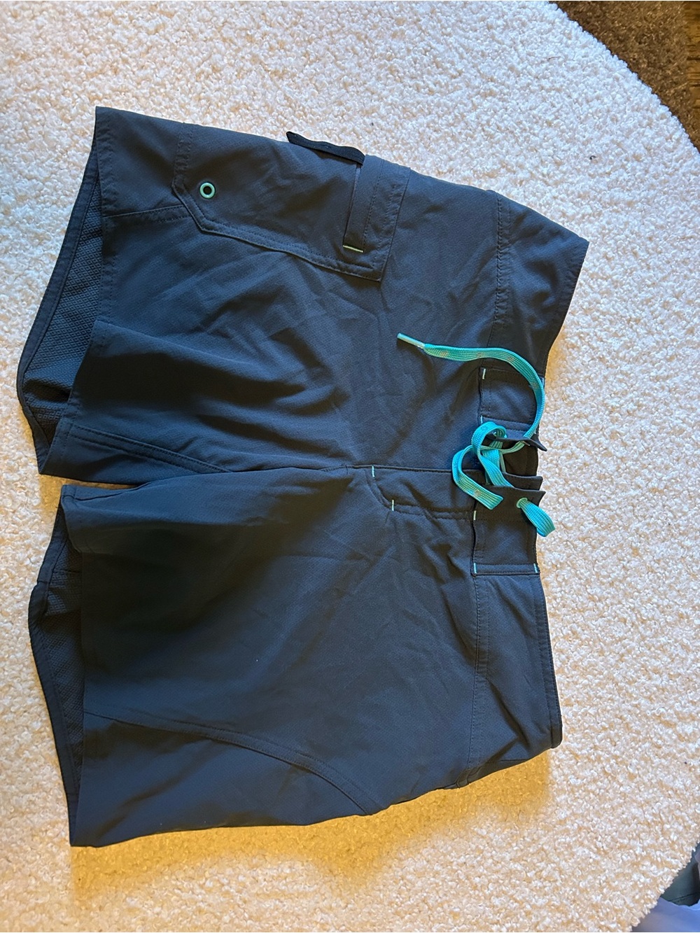 Athleta Black Athletic Shorts with Teal Drawstring